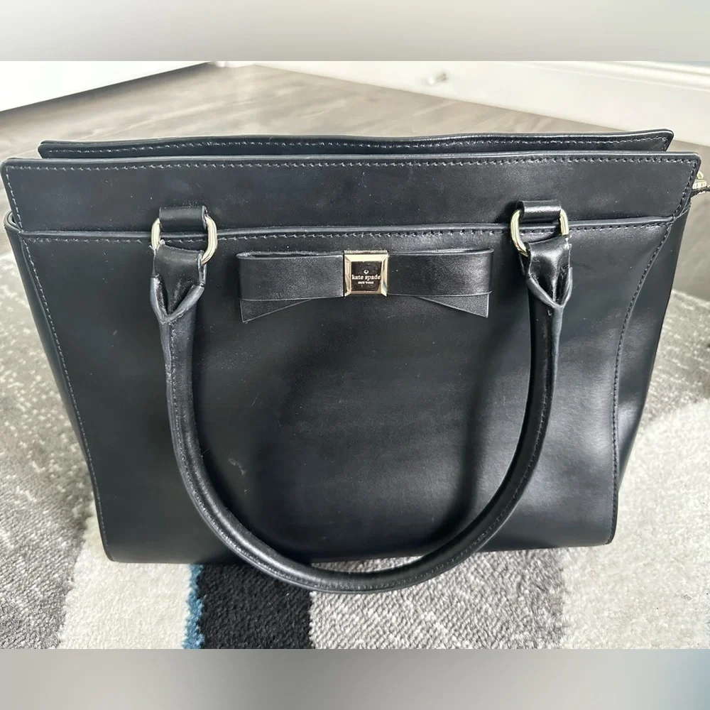 Kate Spade Holly‎ Street Ashton Black Leather Bow Detail Satchel Handbag